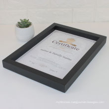 Custom Different Size Luxury Wooden Black Gold Strip Certificate Documents Display frame